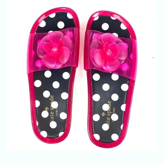 kate spade Shoes - Kate Spade Flip Flop Slides Beach Pool shoes Size 8 Pink Polka Dot Jelly Shoes